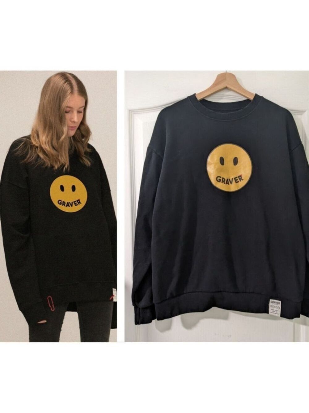 Graver | Smile Unisex Sweatshirt in Black